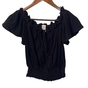 We The Free Black Off the Shoulder Top